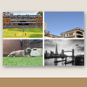 Four example photos arranged as a collage on one canvas on a wall